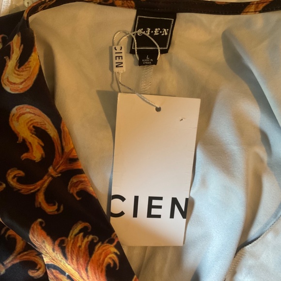 CIEN Open Front Lightweight Blazer Gold Black Sz Large NEW with Tag - Picture 5 of 9